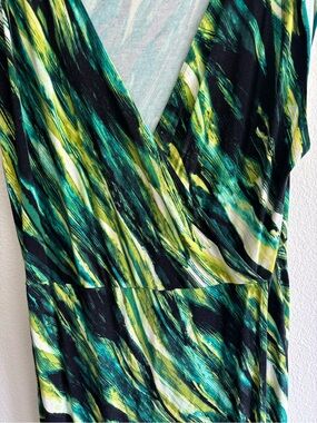 Green Abstract Wrap-Front Dress Tunic